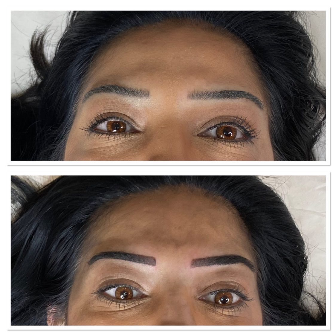 Semi Permanent make up brows black skin before and after